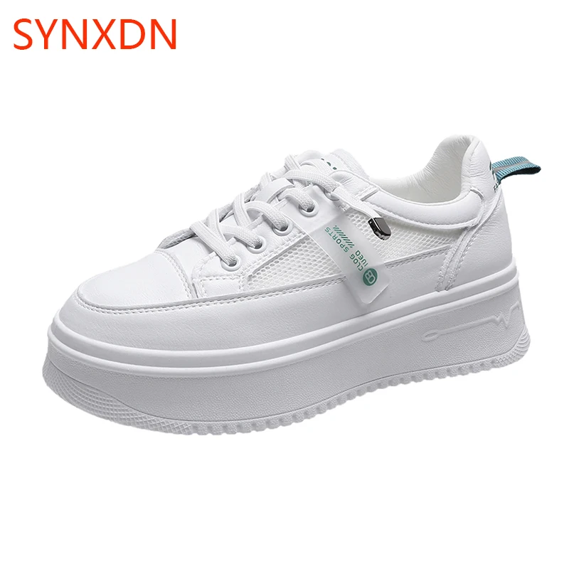 

Platform Women's Sports Shoes Rubber Sole Hollow Out White Vulcanized Shoes Summer Thick Bottom Sneakers Comfortable