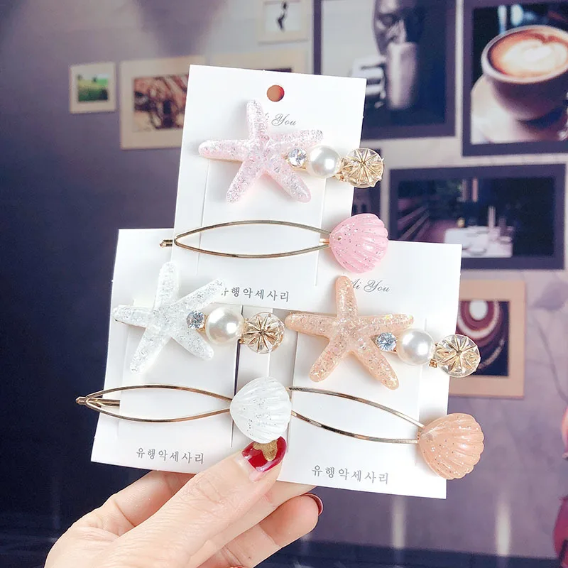 

Korean Starfish Pearl Rhinestone Bangs Clip Side Ins Japanese Hairpin Adult Hair Accessories Women Hairclips Simple Cute Maiden