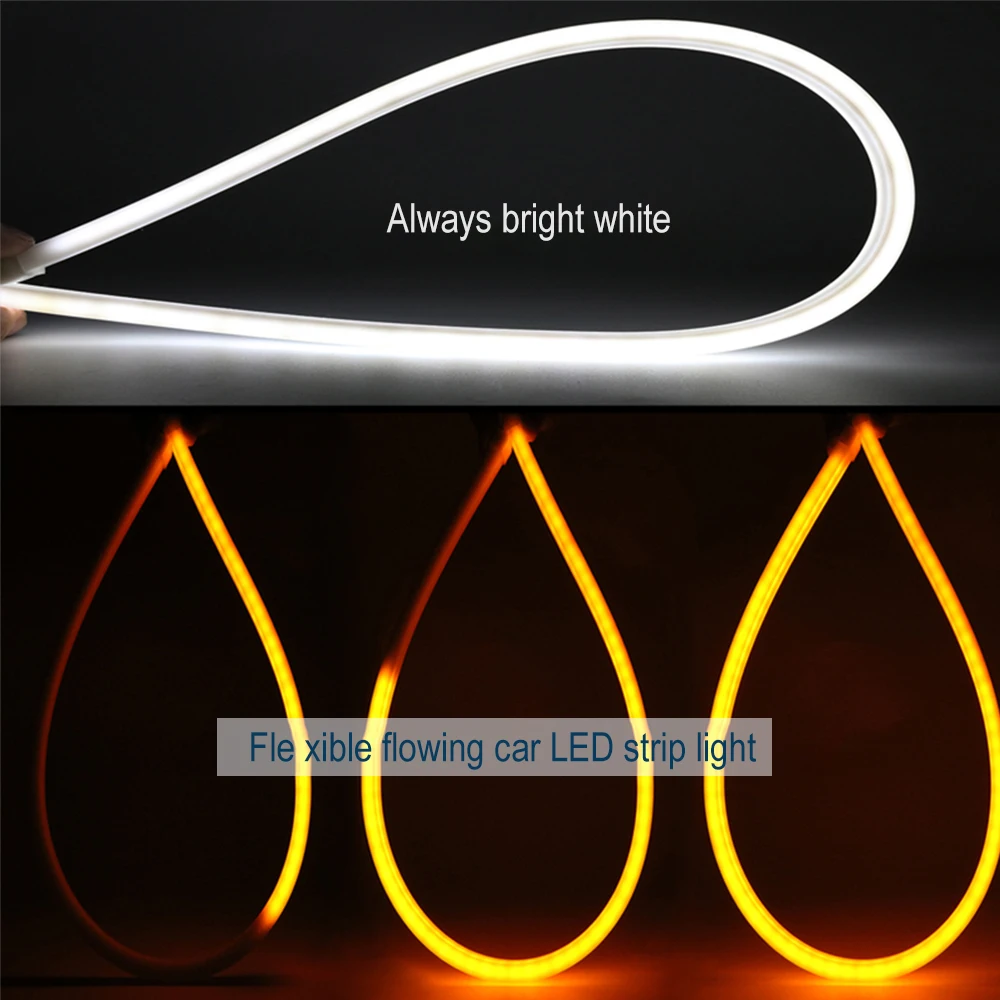 CO LIGHT светодиодный DRL 30 45 60 см дневные ходовые огни Гибкая мягкая трубка направляющая автомобильная светодиодная лента белый указатель поворота желтый Водонепроницаемый 12 В