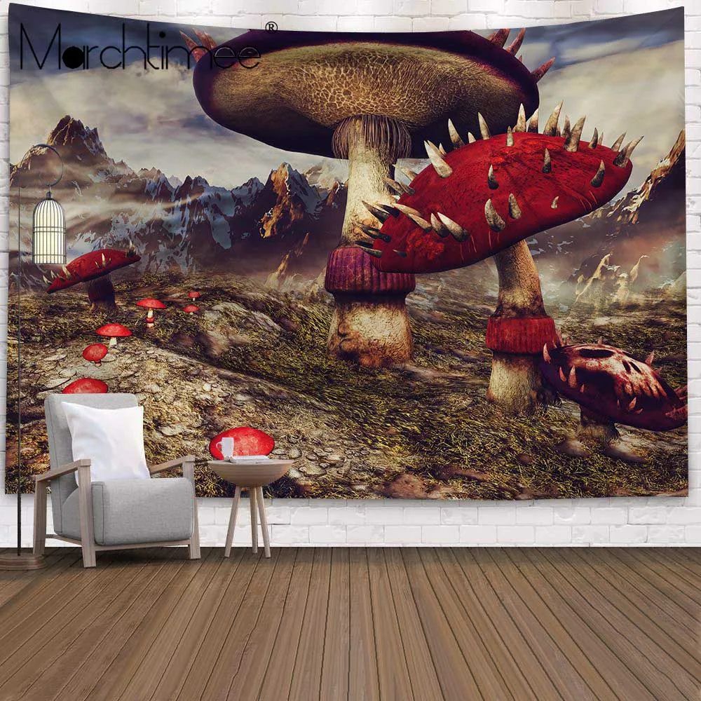 

Fairytale Dreamy Tapestry Wall Hanging Psychedelic Carpet Huge Mushroom Castle Witchcraft Hippie Kids Room Home Decor Tapestries