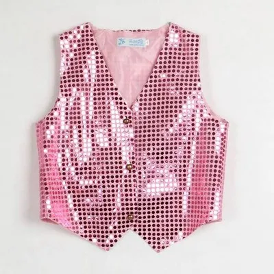 Pink Детская блестящая Одежда для мальчиков, хор, костюмы для выступлений, детский хип-хоп джаз, Танцевальный жилет с блестками, сценический танец - Цвет: Pink