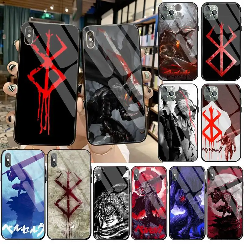 yjzfdyrm berserk anime guts griffith soft phone case tempered glass for iphone 11 pro xr xs max 8 x 7 6s 6 plus se 2020 case free global shipping