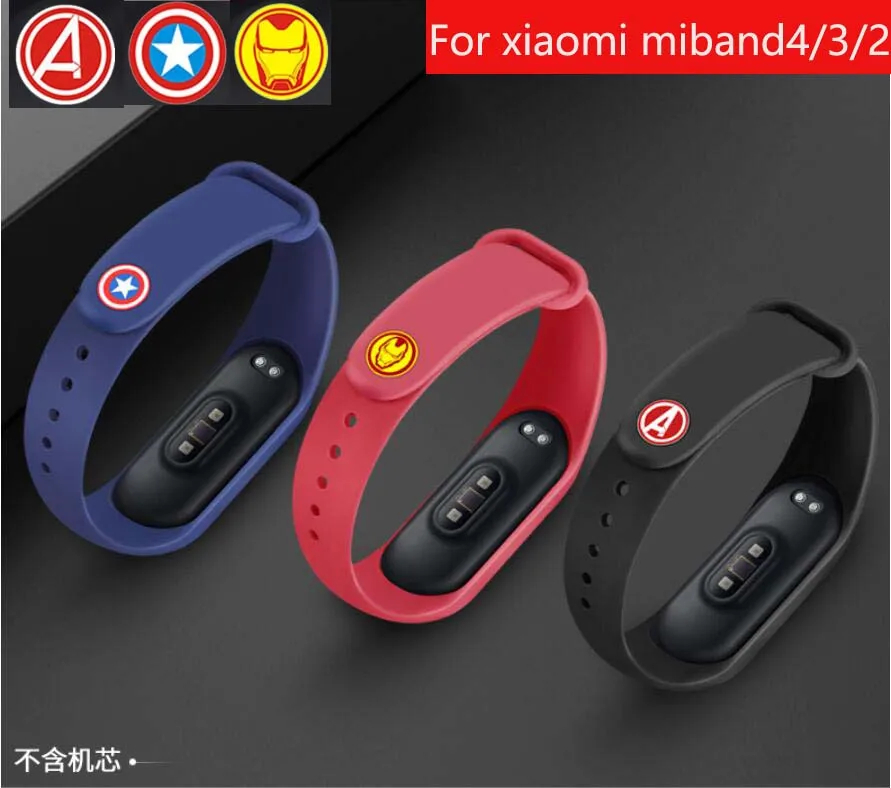 Ремешок силиконовый для Xiaomi Mi Band 3 4 2 сменный Браслет с героями фильмов