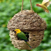 sl 3 styles natural grass weaved hanging parrot egg shape nest bird teardrop cozy resting cage pet chew bite resistance house