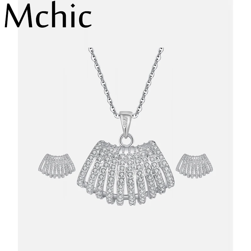 Mchic S925 Серебряный сверкающий Блестящий ювелирный набор из циркония роскошные