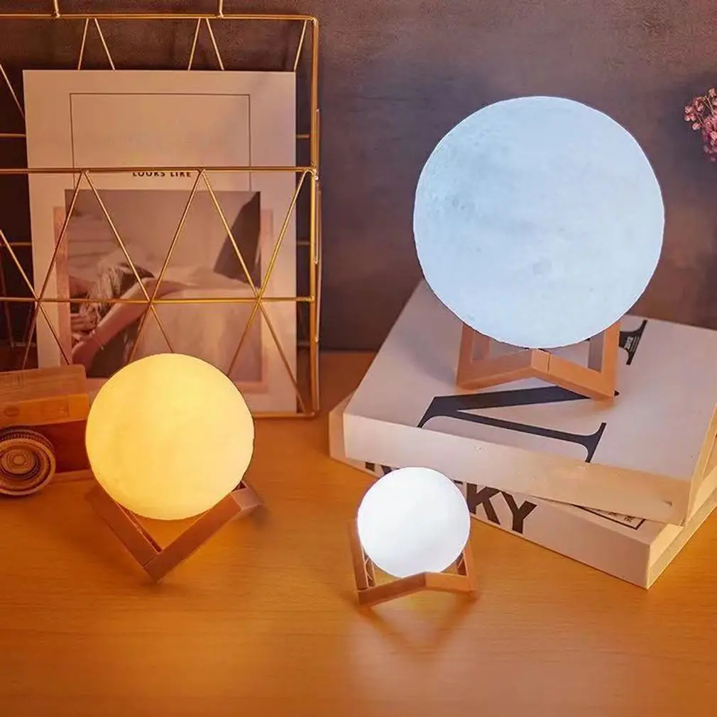 2021 new 8cm home furnishings moon night light with stand electronic model bedroom dormitory light decoration gifts dropshipping free global shipping