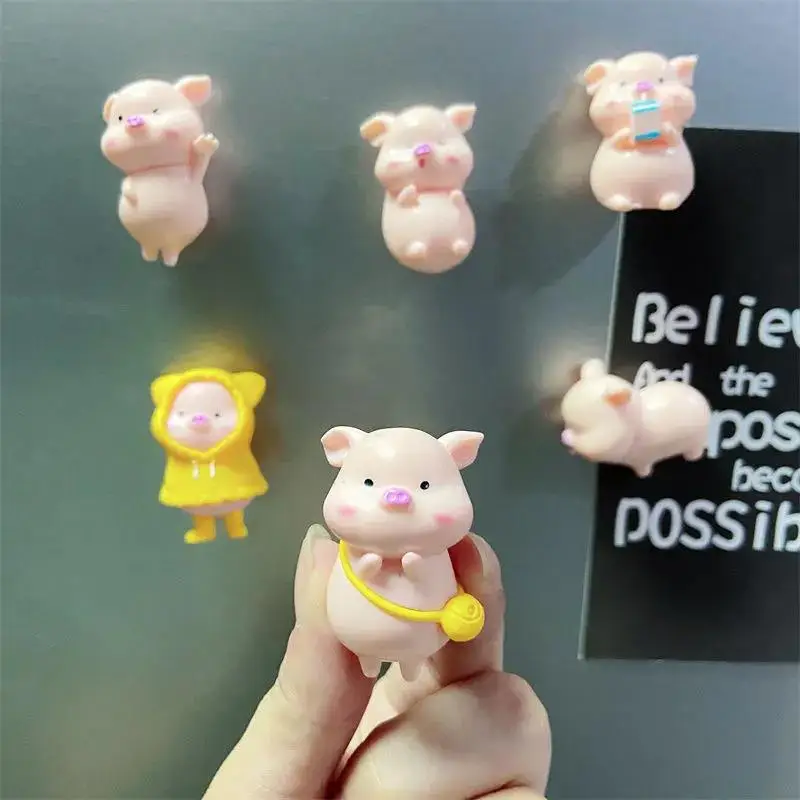 6Pcs/set Refrigerator sticker Cute Piggy Creative 3D Animal Magnetic Sticker Message Board Mini Pig Desktop Decoration Ornaments - купить по