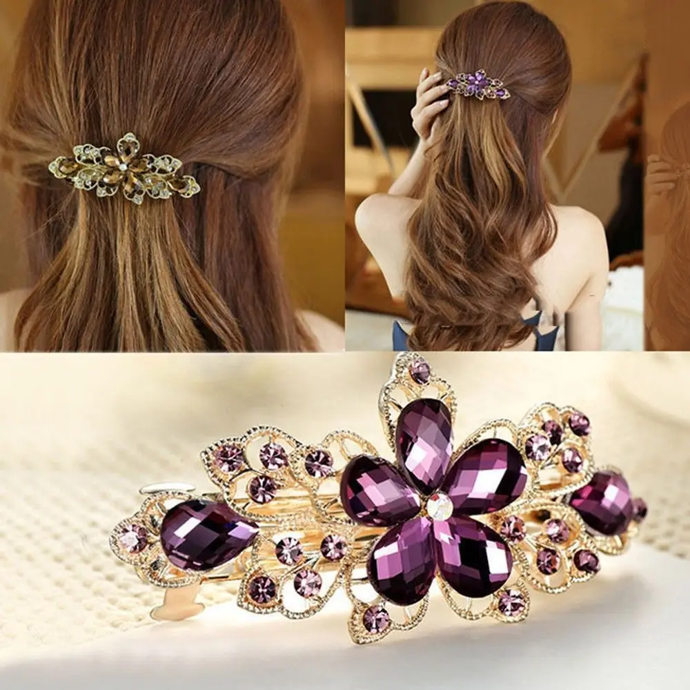 

Fashion Women Girls Jewelry Crystal Rhinestone Flower Hair Barrette Clip Hairpin Headdress Girl Hair Clip for Women Girls