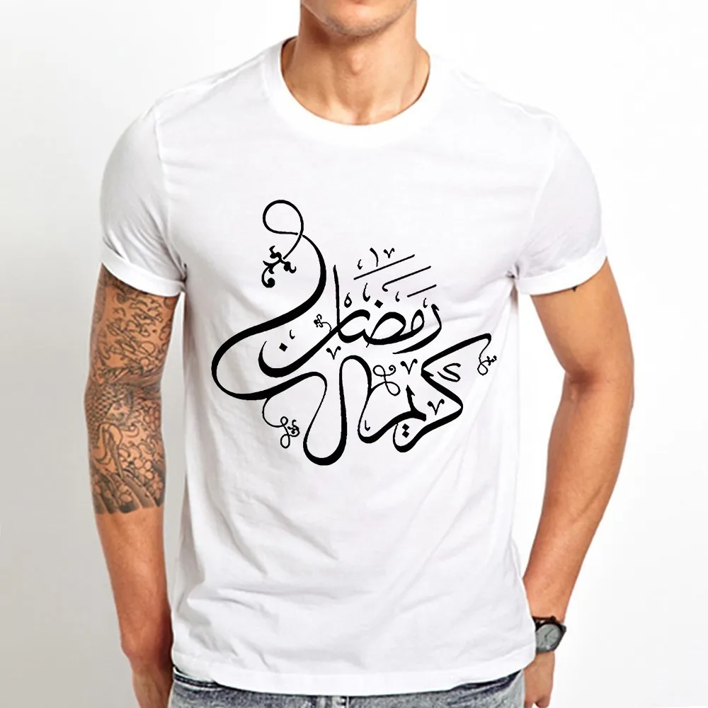 

Islamic Muslim Ramadan t shirt men summer new casual short sleeve cool Mosque crescent Symbol tshirt homme