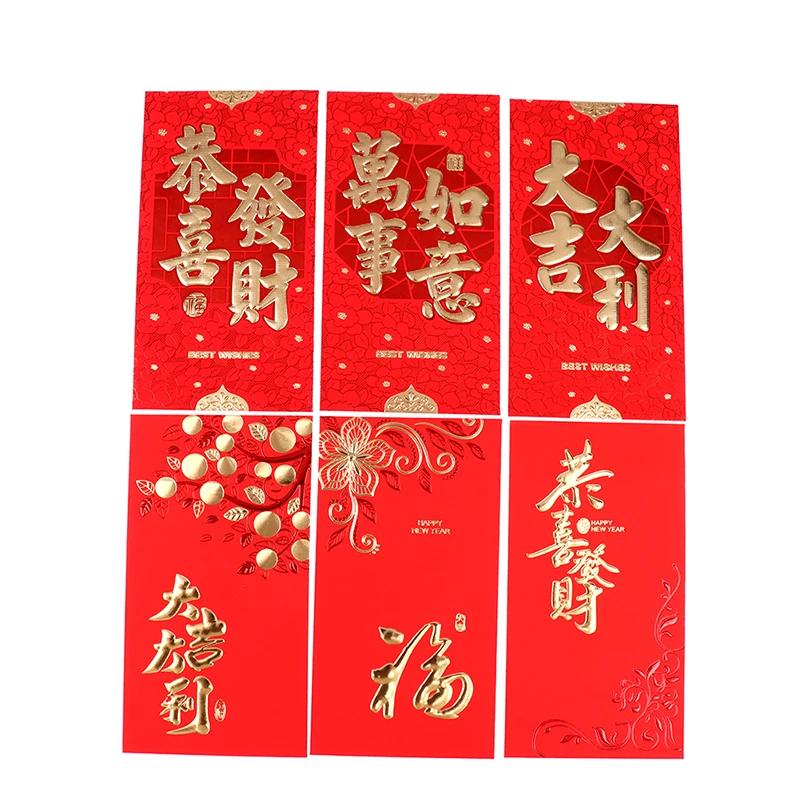 

6PCS 2022 Chinese Tiger New Year Tiger Paper Red Bag Cartoon Money Bag Creative HongBao Paper Envelope Spring Festival Supplies