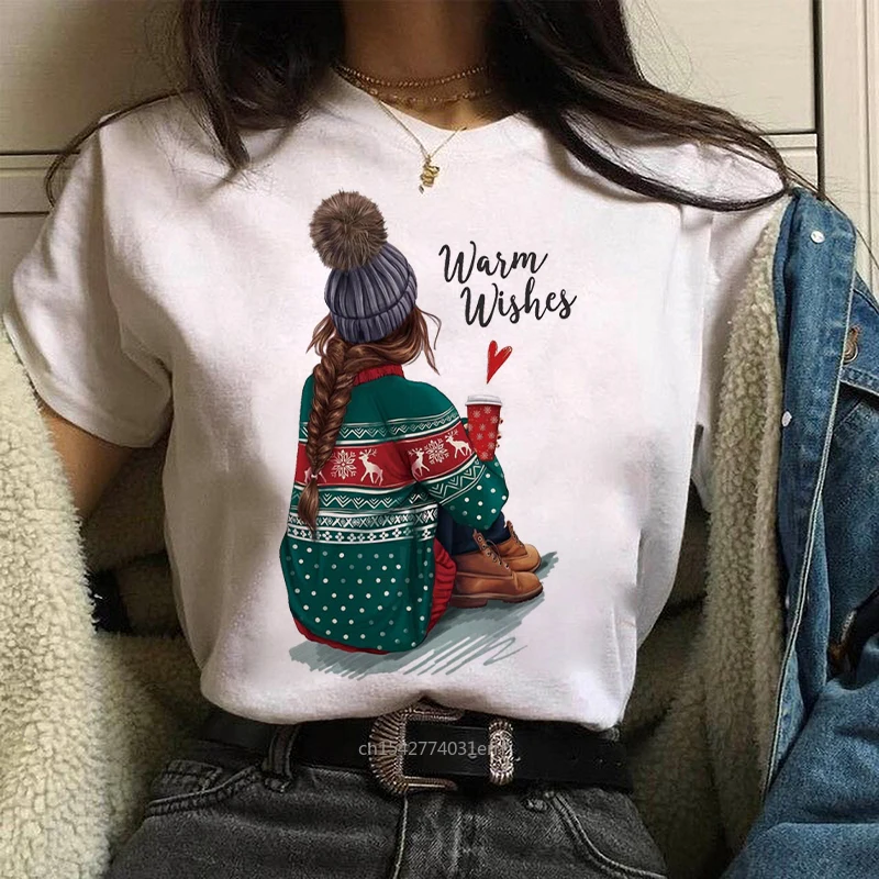 

Love Paris Girl Warm Wishes T Shirt Graphic Tees Soft Letters Graphic Printed Tops Oversized