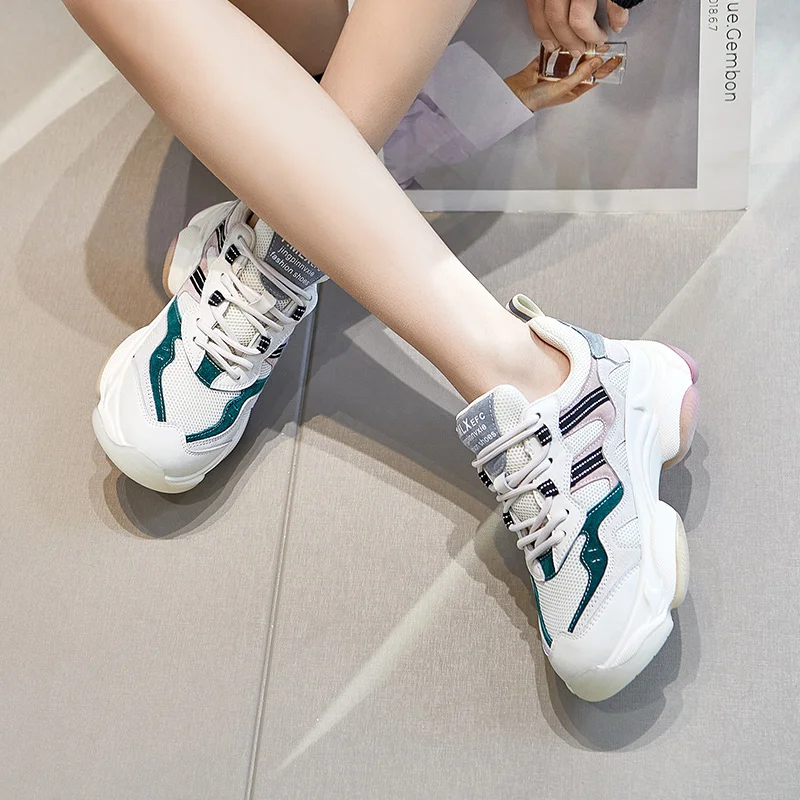 

Coolcept Real Leather Women Sneakers Fashion Lace Spring Shoes Woman Mixed Color Casual Daily Lady Platform Footwear Size 35-40