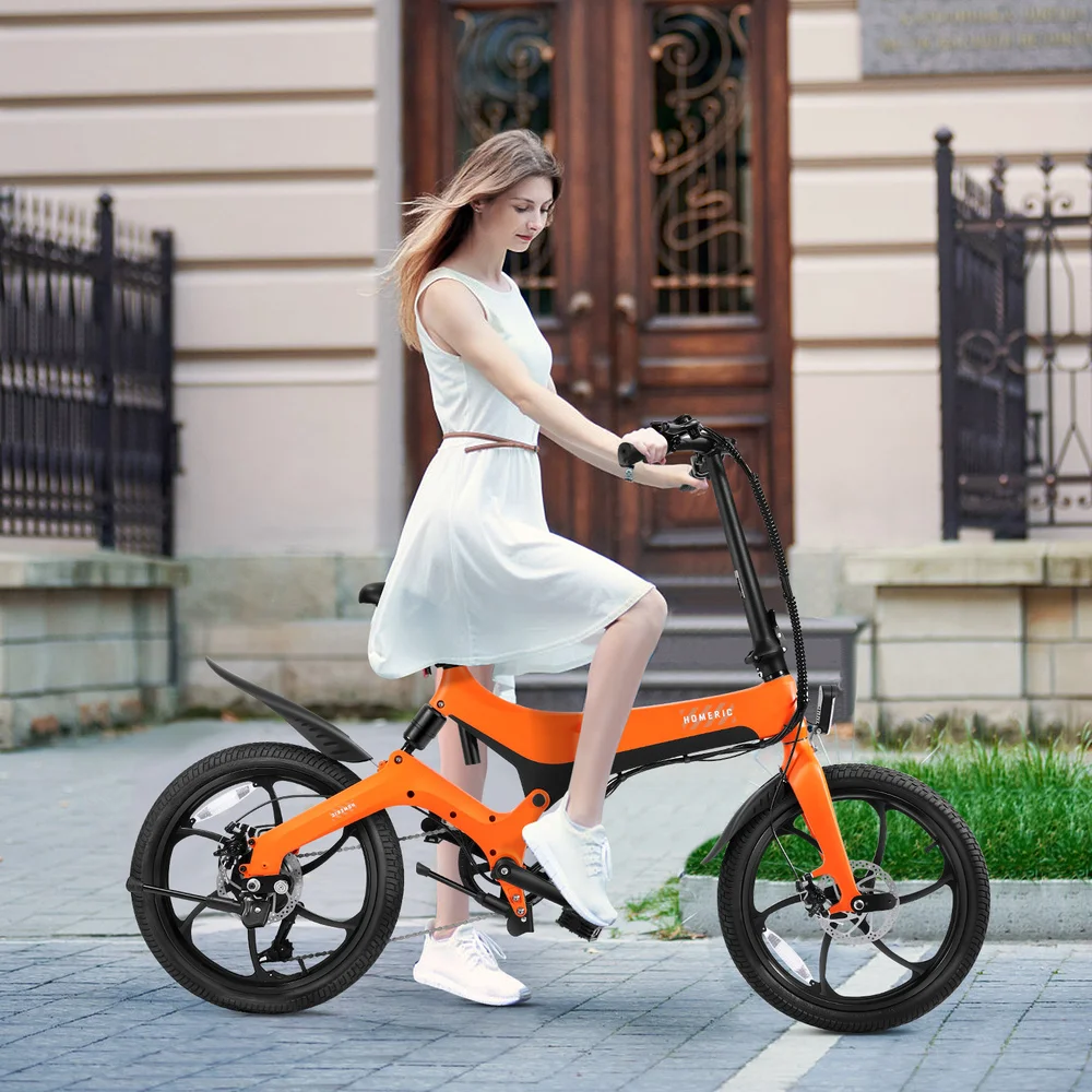 

YN-EB201 Foldable E-bike Pedelec 3 Modes Battery-operated Electric Absorption City Bike (Orange)