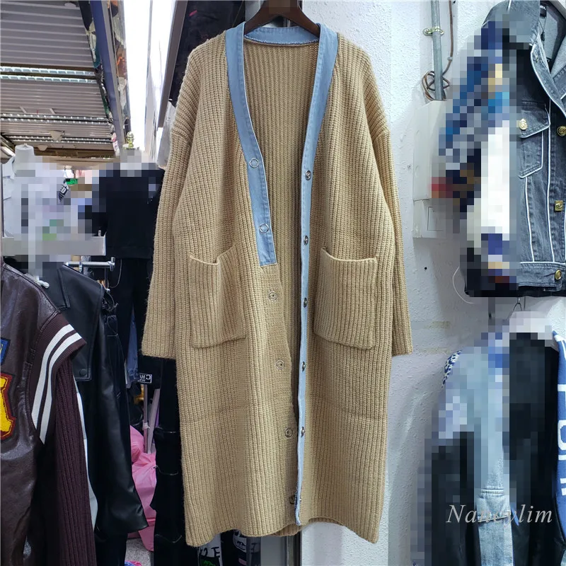 

Long Knitted Cardigan Coat Women New Spring and Autumn Lazy Wind Streetwear Sweater Outdoor Fashion Casual All-Match
