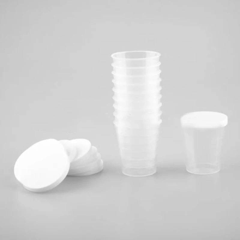 

10Pc 30ml Plastic Liquid Measuring Cups Transparent Medicine Measure Cups Storage Samples Craft Glue Paint Pot With CapBrand New