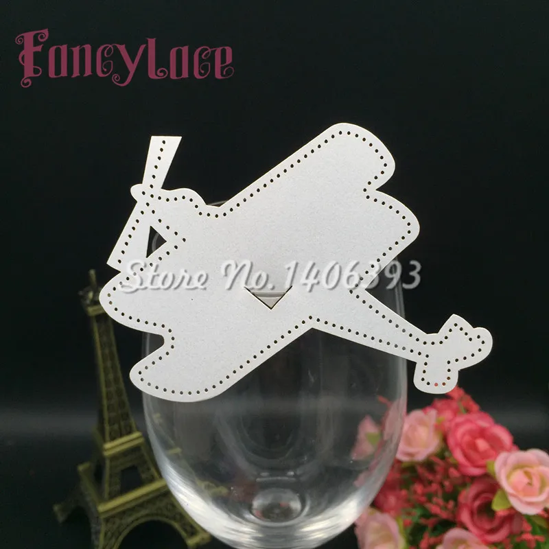 

50PCS New Laser Cut plane fighter Wine Glasses Cards Place card Gift Cards Baby Shower Birthday Party Decoration diy Book Mark