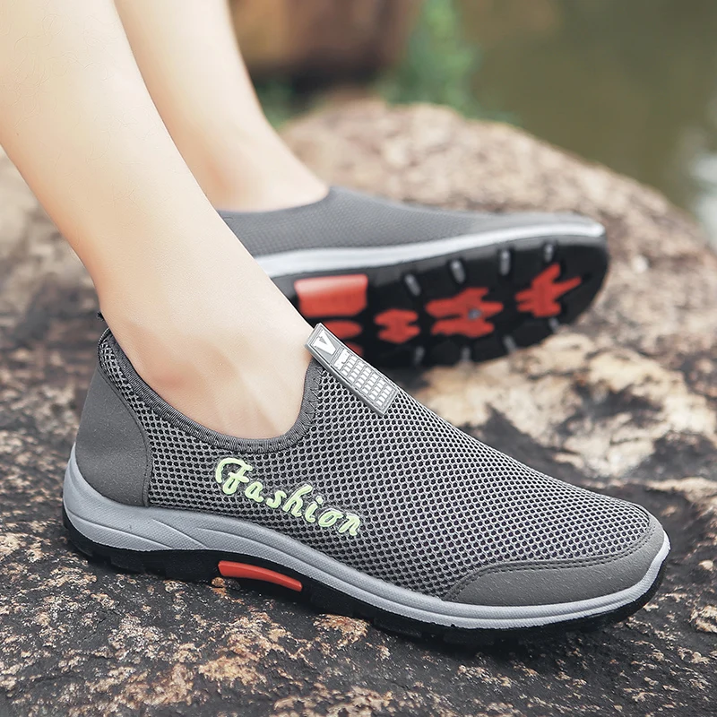 

cheap 2021 New Men Hiking Shoes Spring Casual Shoes Comfortable Fashion Light Outdoor Climbing Shoes Sneakers Non-Slip Loafers
