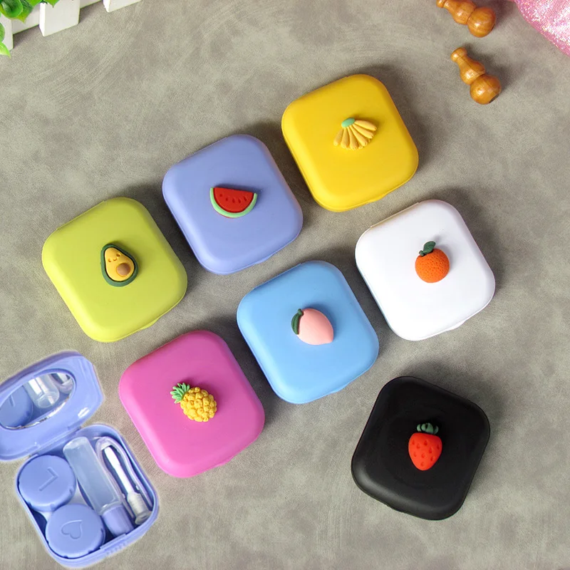

New Style Candy Color Fruit Women Portable Cute Contact Lenses Box Lens Case for Eyes Care KitGlasses Case Holder Container Gift