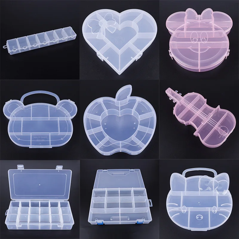 

Geometric Multi-divided Earrings Accessrice Storage Box Jewelry Transparent Plastic Boxes Multi Gird Bead Storage Kit