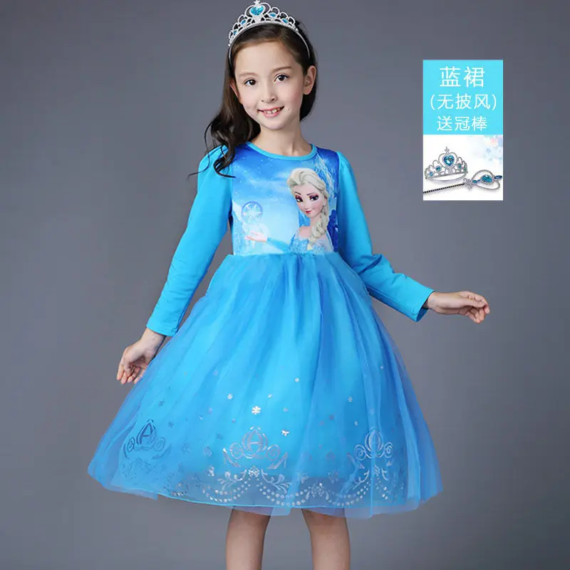Модное Длинное Платье Эльзы Холодное сердце платье для маленьких девочек