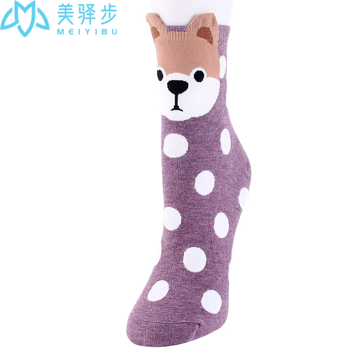 12 Pcs Per Set Fashion New Cute Dog Comfortable Polka Dot Female Socks Korean Version Cartoon Socks Female Factory