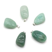natural irregular stone pendants polished green aventurine stone necklace accessories for jewelry making bracelet crystal charms