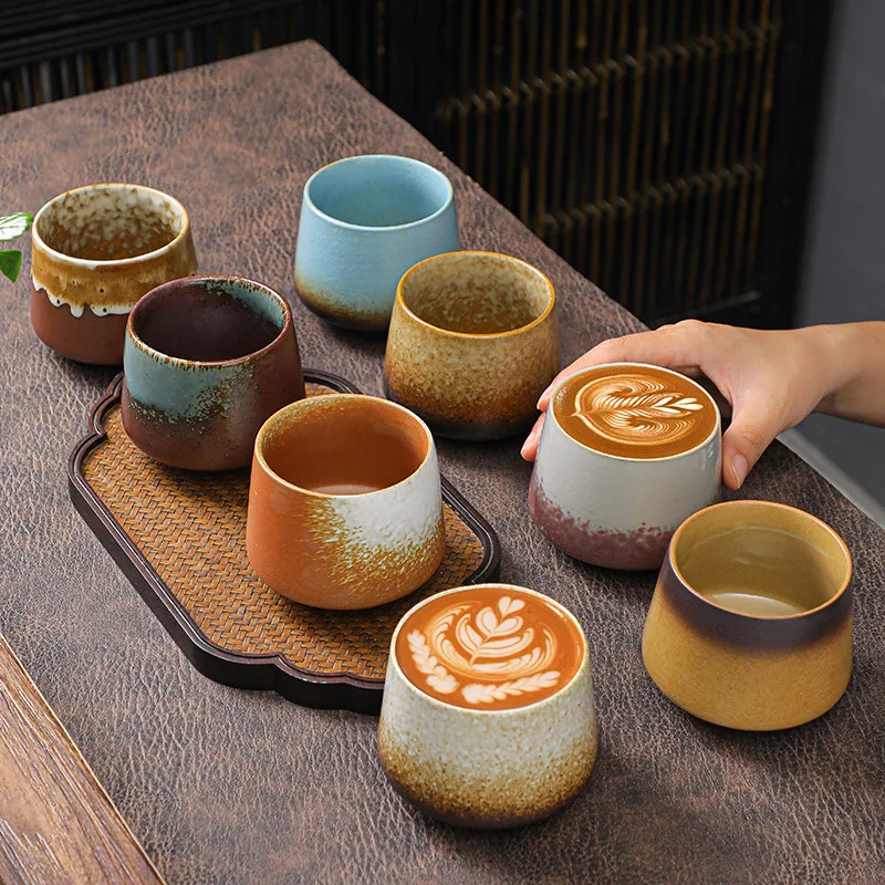 

Ceramic Espresso Coffee Tea Beer Cup 200ml Creative Rough Pottery Chinese Porcelain Japanese Retro Teaware Drinkware Mug