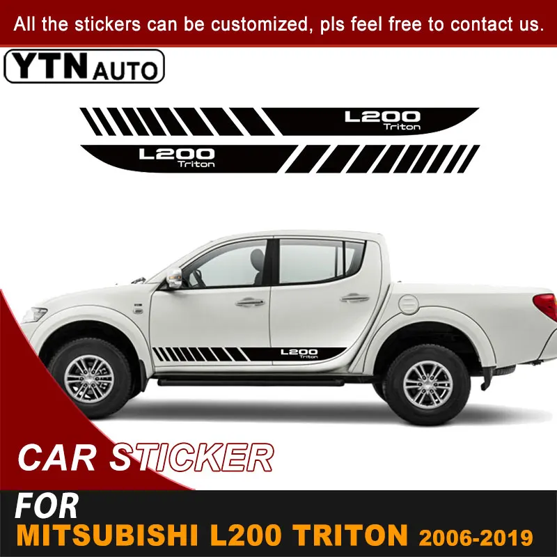 Car Sticker For Mitsubishi Triton L200 2006-2017 2018 Side Door Body Racing Stripe Graphic Vinyl Car Decal Accessories Customs