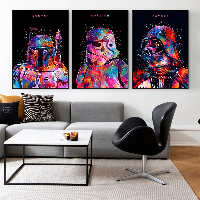 Картина на холсте с изображением Дарта Вейдера плакаты Йодой и принтами