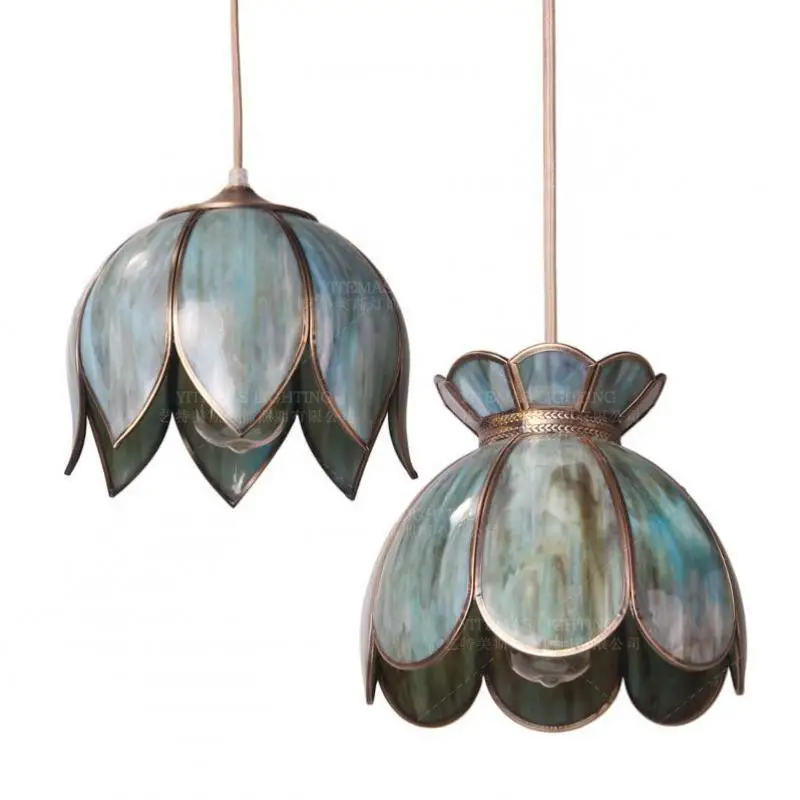 Винтажный Золотой лотос подвесной светильник в стиле ретро виде цветов