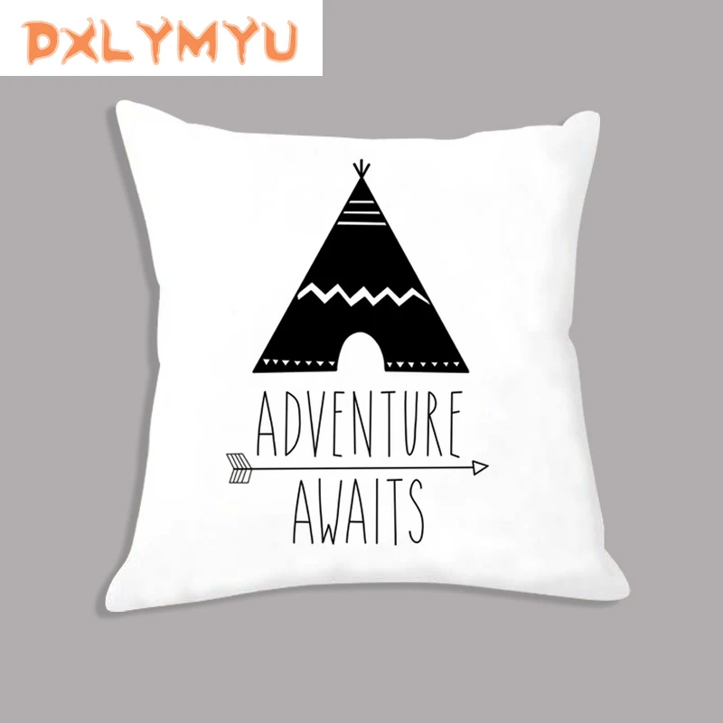 Чехол для подушки с Северными мотивами палатка изображением медведя и стрелы