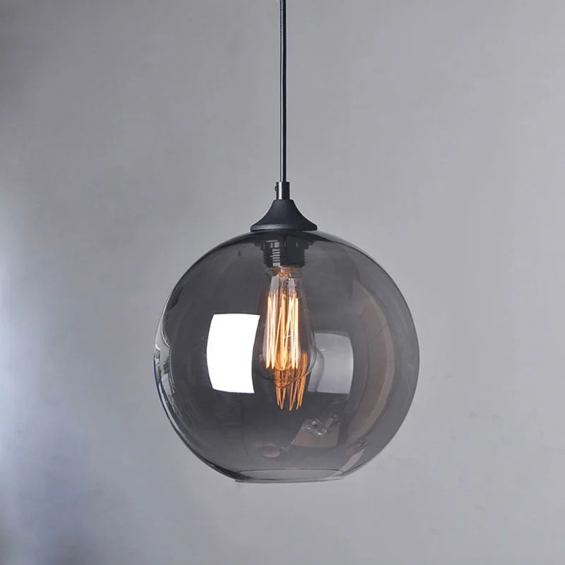 

Horsten American Style Glass Ball Pendant Lamp Smoke Glass Hanging Lights Lamp Retro Design Pendant Lights For Restaurant Bar