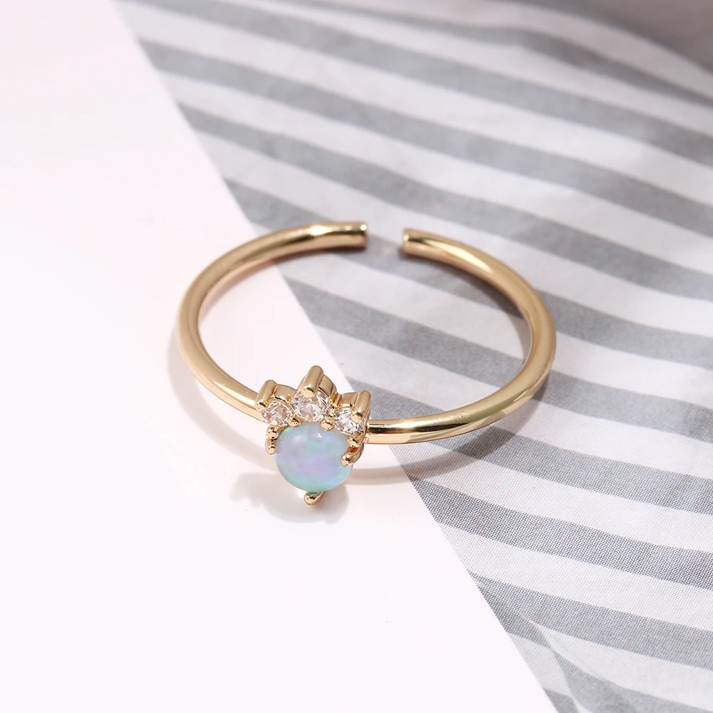 Женские обручальные кольца с кристаллами Artilady опаловые регулируемые золотые