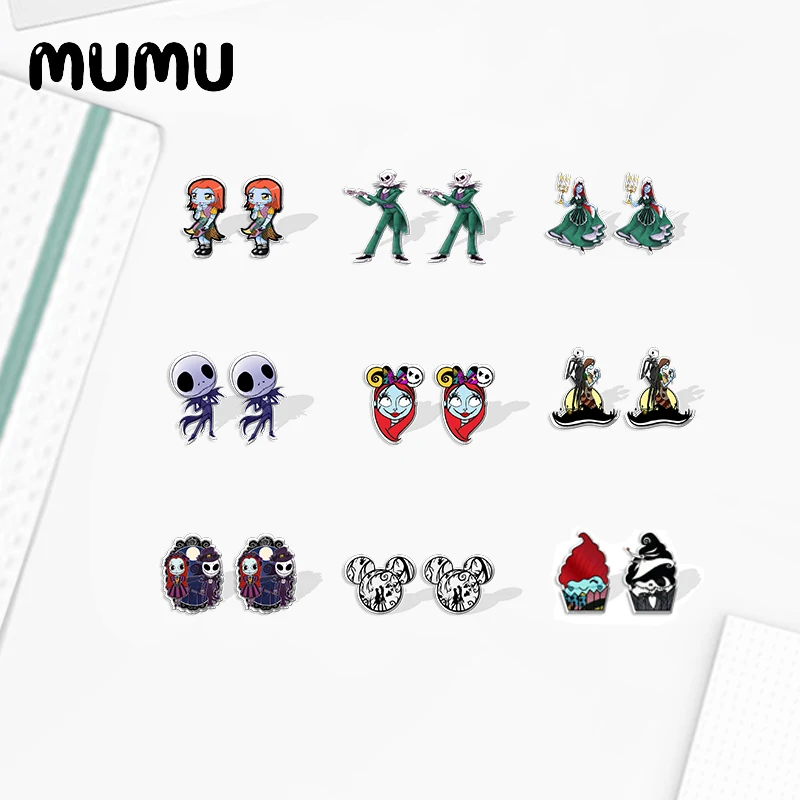 

Забавные акриловые серьги Салли с Джеком, 2021 смола, ручной работы, подарки для фанатов Хэллоуина, эпоксидные украшения