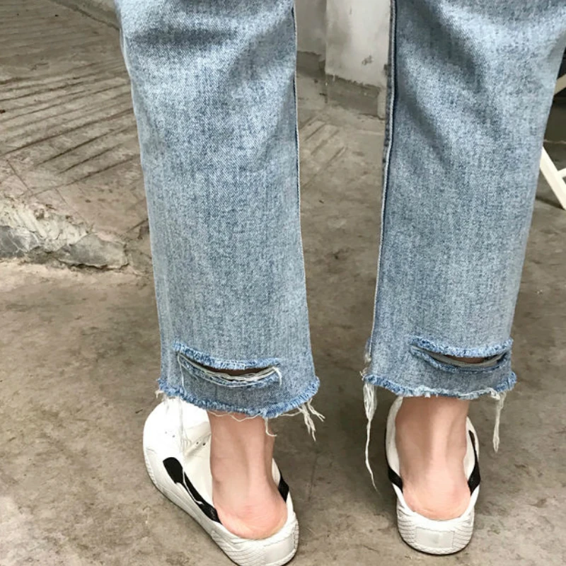 

Jeans Women High Waist Vintage Straight Denim Trousers Fur-lined Irregular Leisure Chic Womens Streetwear All-match Slim Washed
