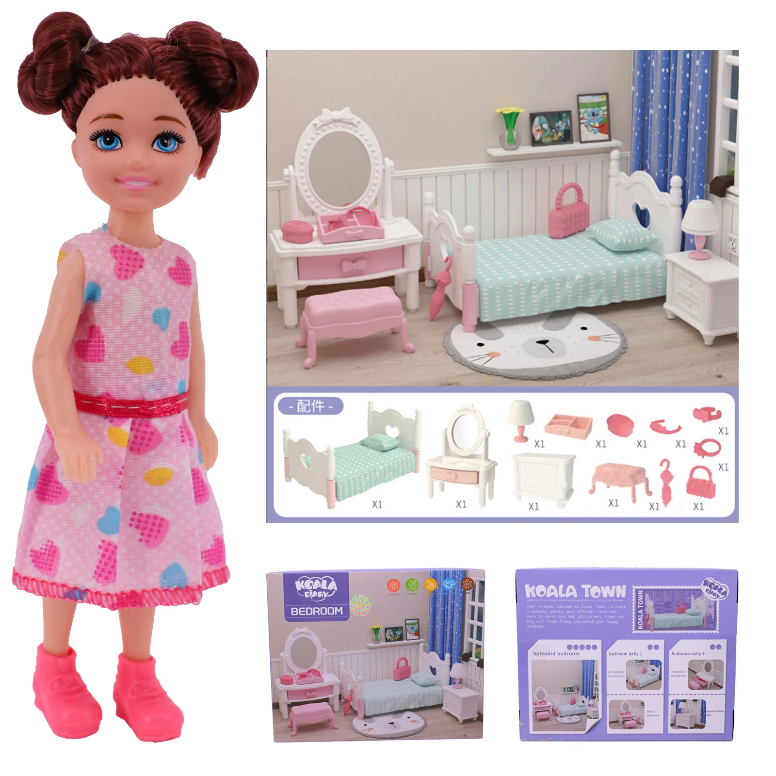 

Cute Doll Accessories 1/12 Miniature Dollhouse DIY Furniture Accessories Set Furniture Handmade Toys Kids's Toys Gifts