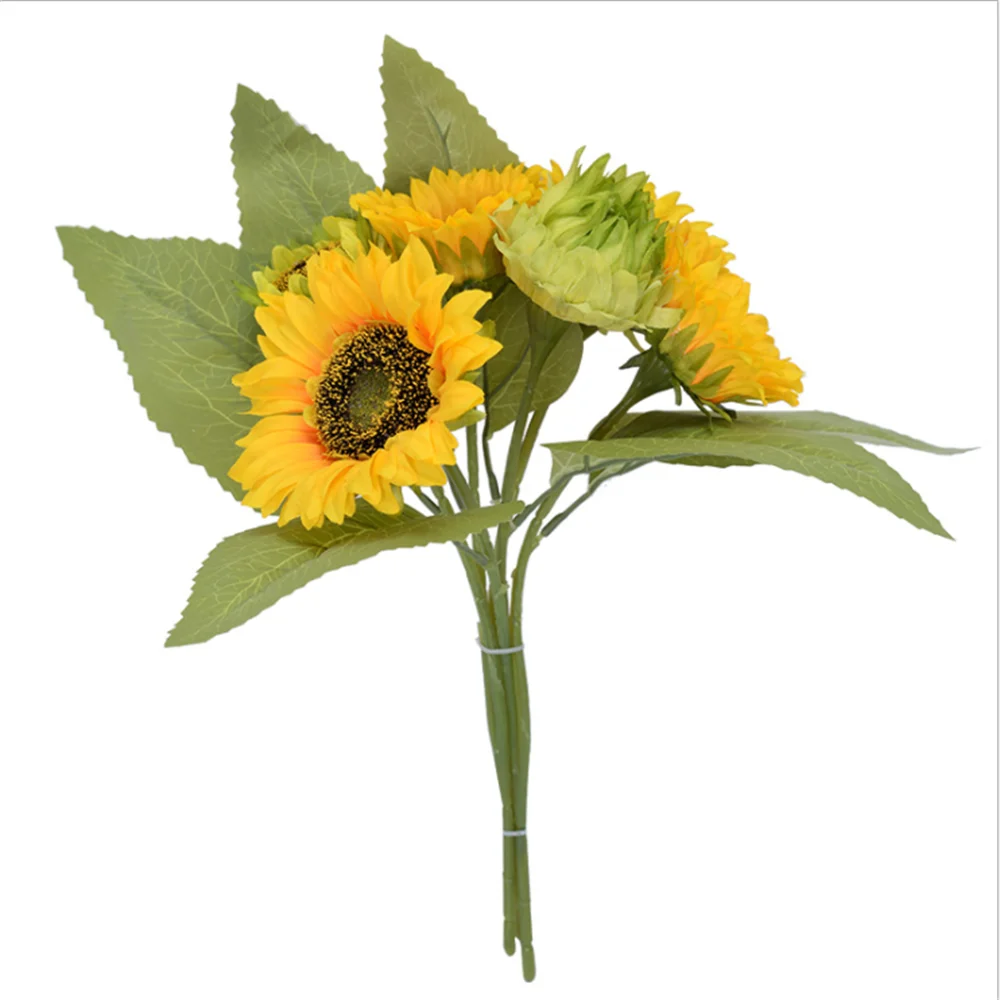 

A Bouquet of Sunflowers Bride Holding Flowers Artificial Flowers for Wedding DIY Hotel Home Decoration Office Decoration cheap