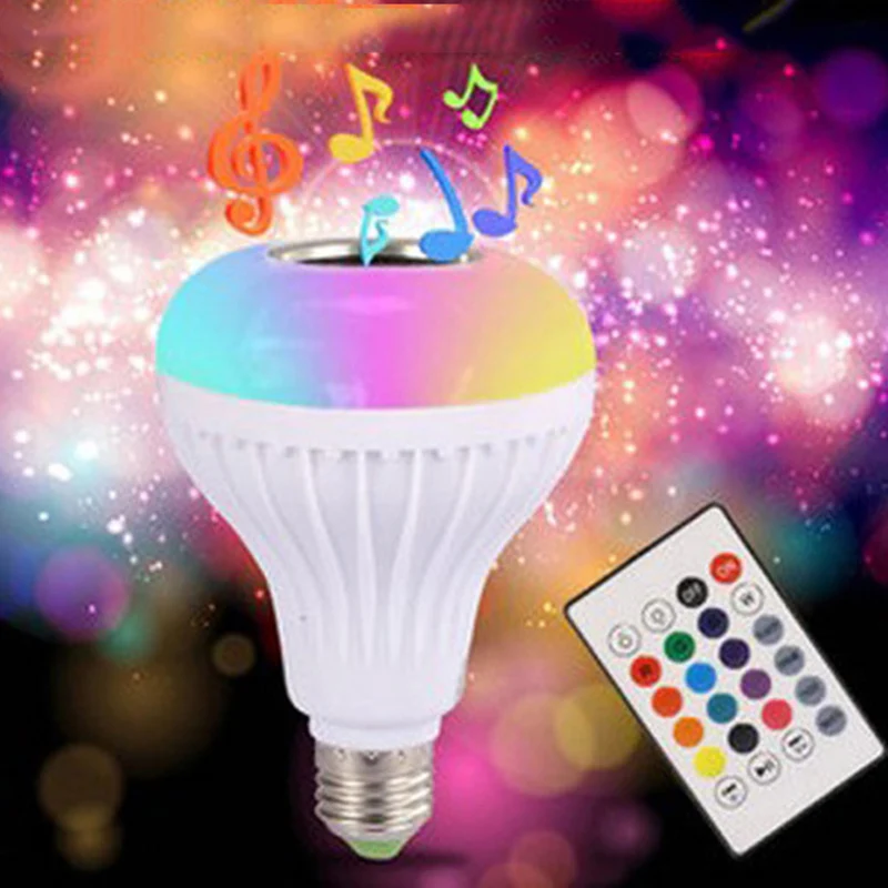 

Беспроводная Bluetooth-Колонка E27 с RGB-подсветкой, с пультом дистанционного управления, 24 кнопки