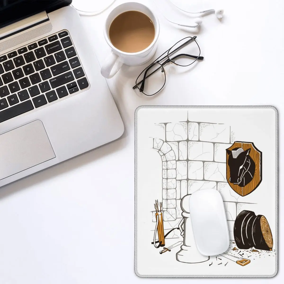 Противоскользящий коврик для мыши с изображением животных в стиле шахмат