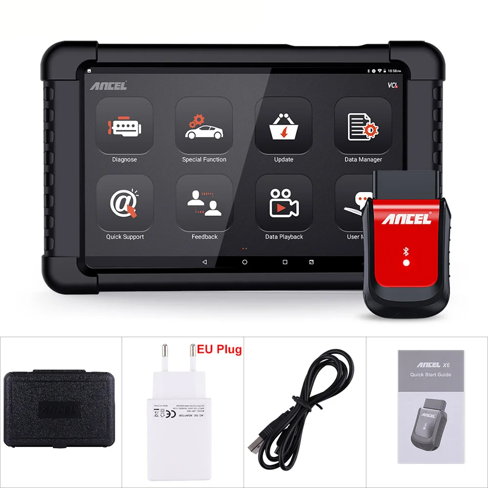 With Tablet EU Plug Ancel X6 OBD сканер для диагностики авто OBD2 сканер Wifi/BT обд 2 сканер для авто автомобильный диагностический инструмент 10,1 ''планшет через Android Bluetooth бесплатное обновление онлайн Автомобильный сканер - Цвет: With Tablet EU Plug