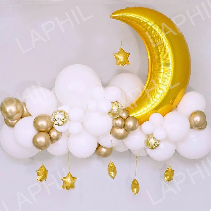 Juego de Globos de fiesta EID de oro y plata, decoraciones de Ramad&aacute;n para el hogar, confeti, Balon, EID, MUBARAK, Globos de fiesta-5