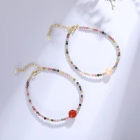 14k gold plating natural tourmaline luck in love bracelets rainbow candy lucky pearl jewelry for women