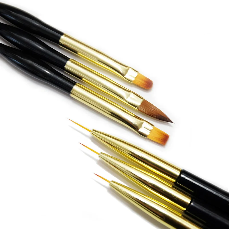 

3pcs Nail Art Brush Set for 6 Uses Acrylic Nail Liner Drawing Pen UV Gel Nail Brushes for Manicure Accessory Tools