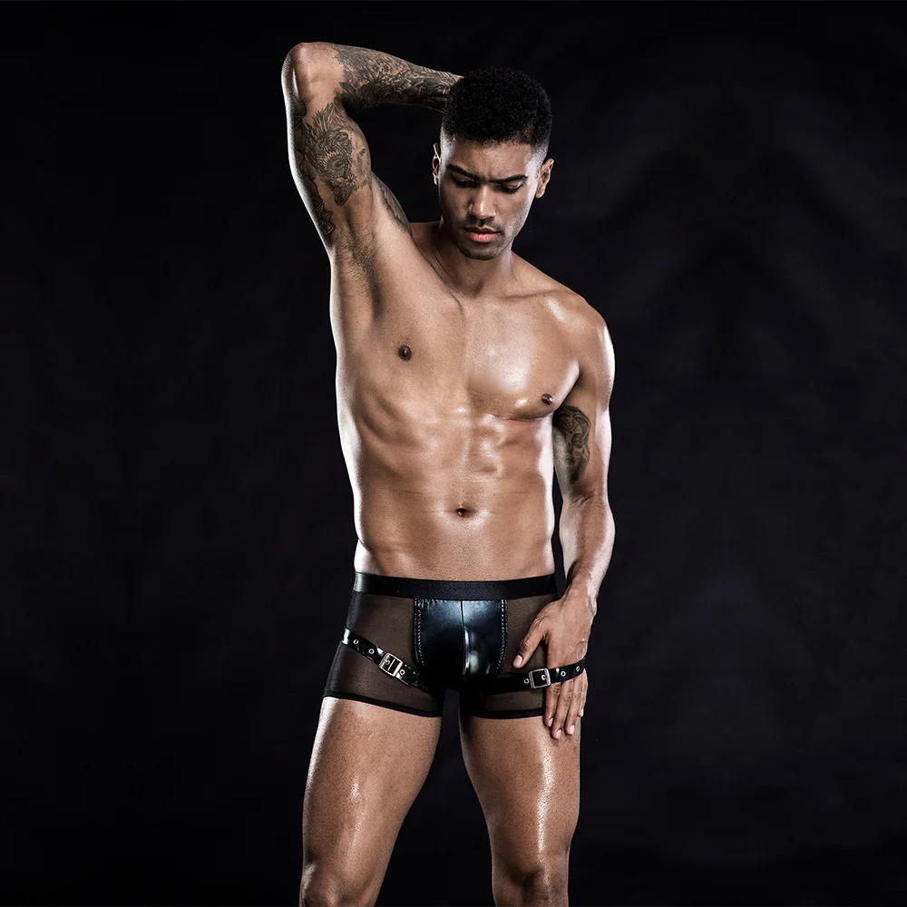

Men's Boxers European and American Foreign Trade Black See-through Sexy Underwear Cross-Border Hot Selling