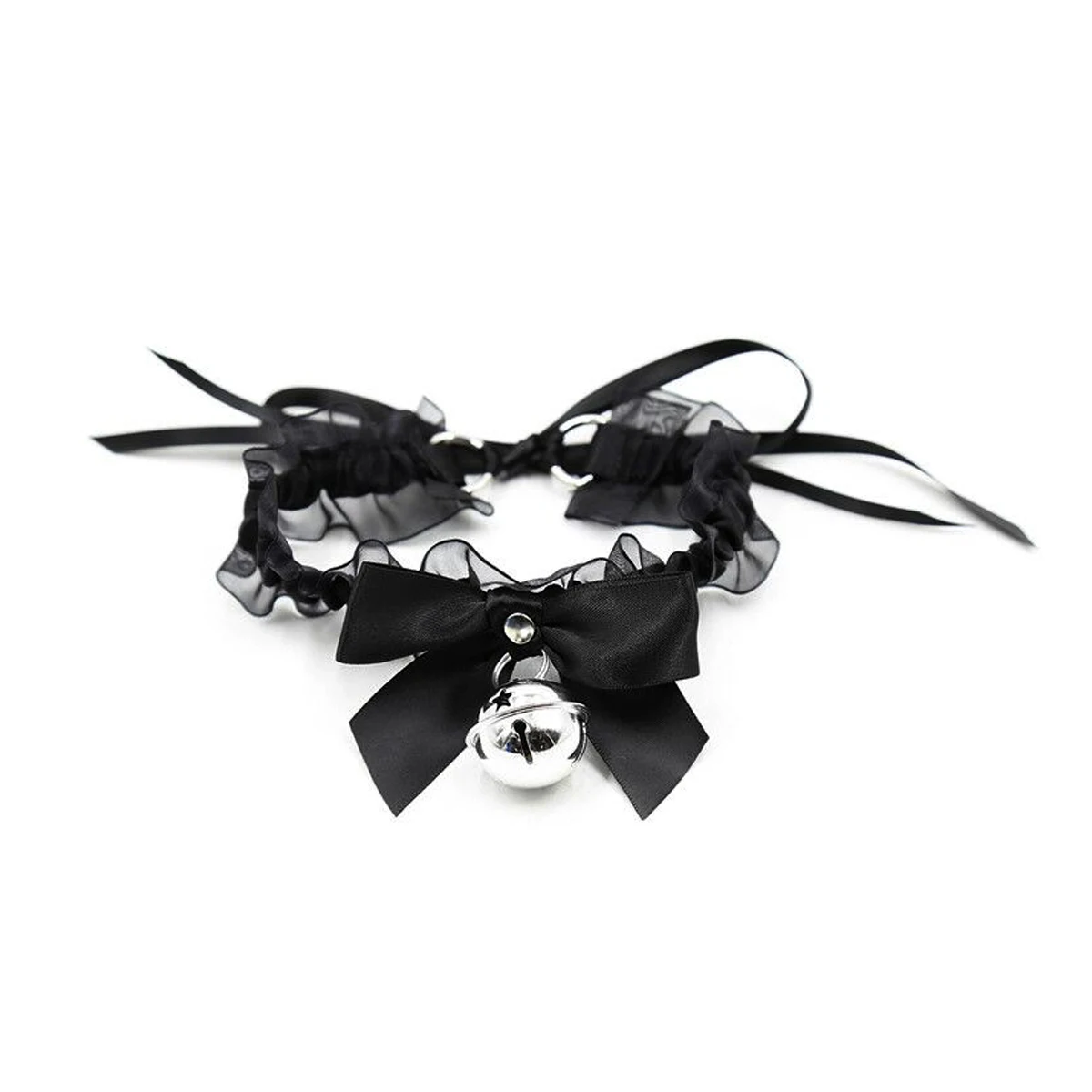 

New Adjustable Lace Choker metal Bell Erotic Women Gothic Choker Necklaces Collar for Women Girls Cosplay Party Jewelry