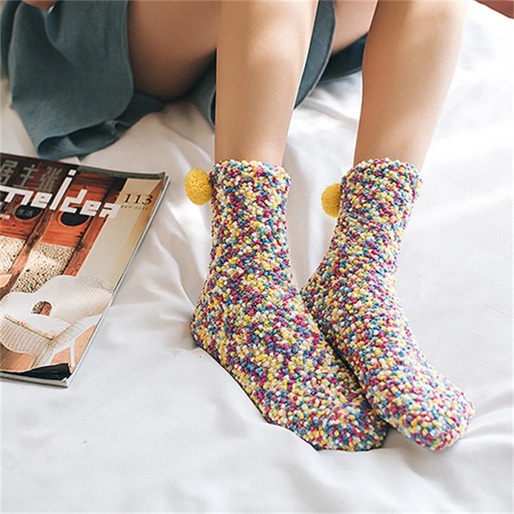 Высококачественные женские носки повседневные коралловые теплые средней длины