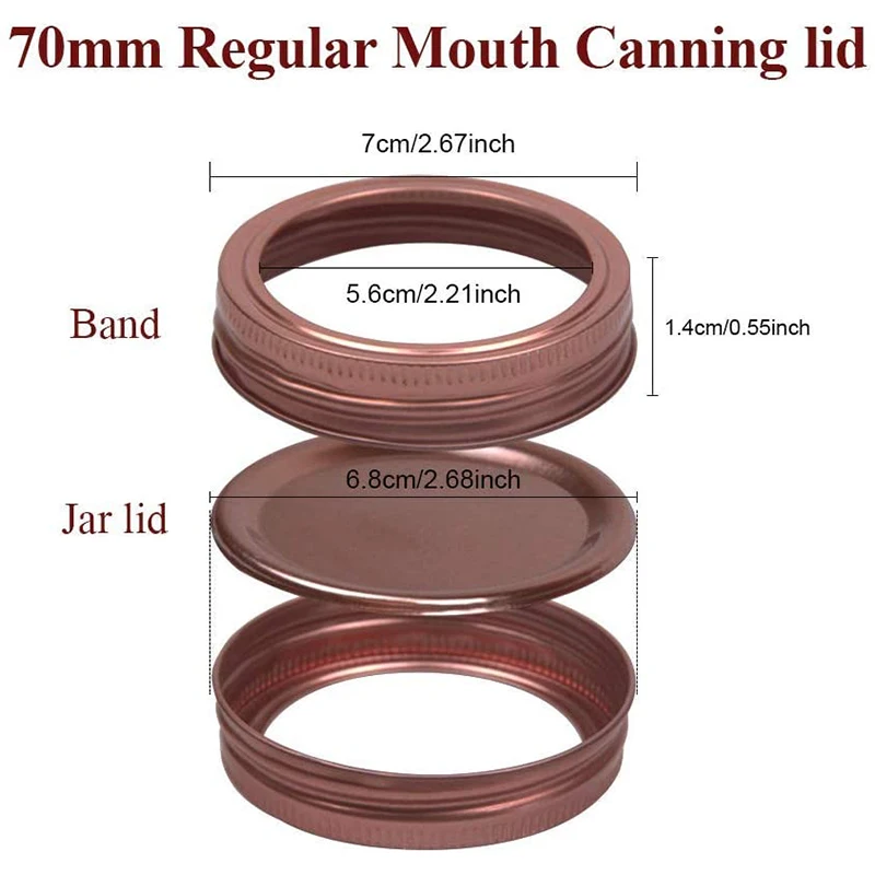 

Ordinary Mason Jar Lids and Straps, Tin Plate Split Regular Mouth Mason Jar Lid for Regular Mouth Jars(70 mm) 24Pcs