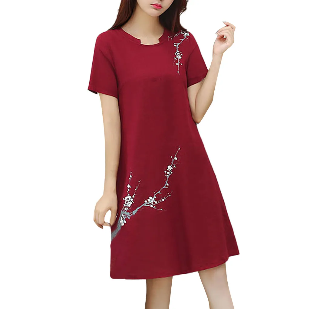 Женское элегантное винтажное Цветочное платье с круглым вырезом и коротким