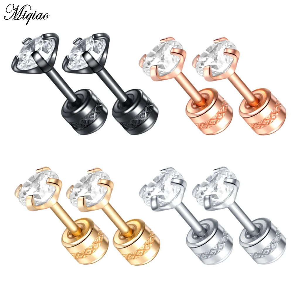 

Miqiao 1 Pcs 3/4/5 Mm Multi-size Best-selling Stainless Steel Earrings Double-sided Earrings for Men and Women