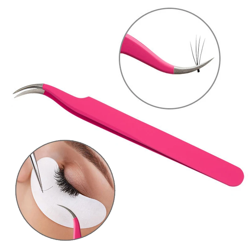Модные розовые красные нержавеющая сталь tweezers инструменты для наращивания ресниц прямые изогнутые Профессиональные портативные брови самодельный пинцет